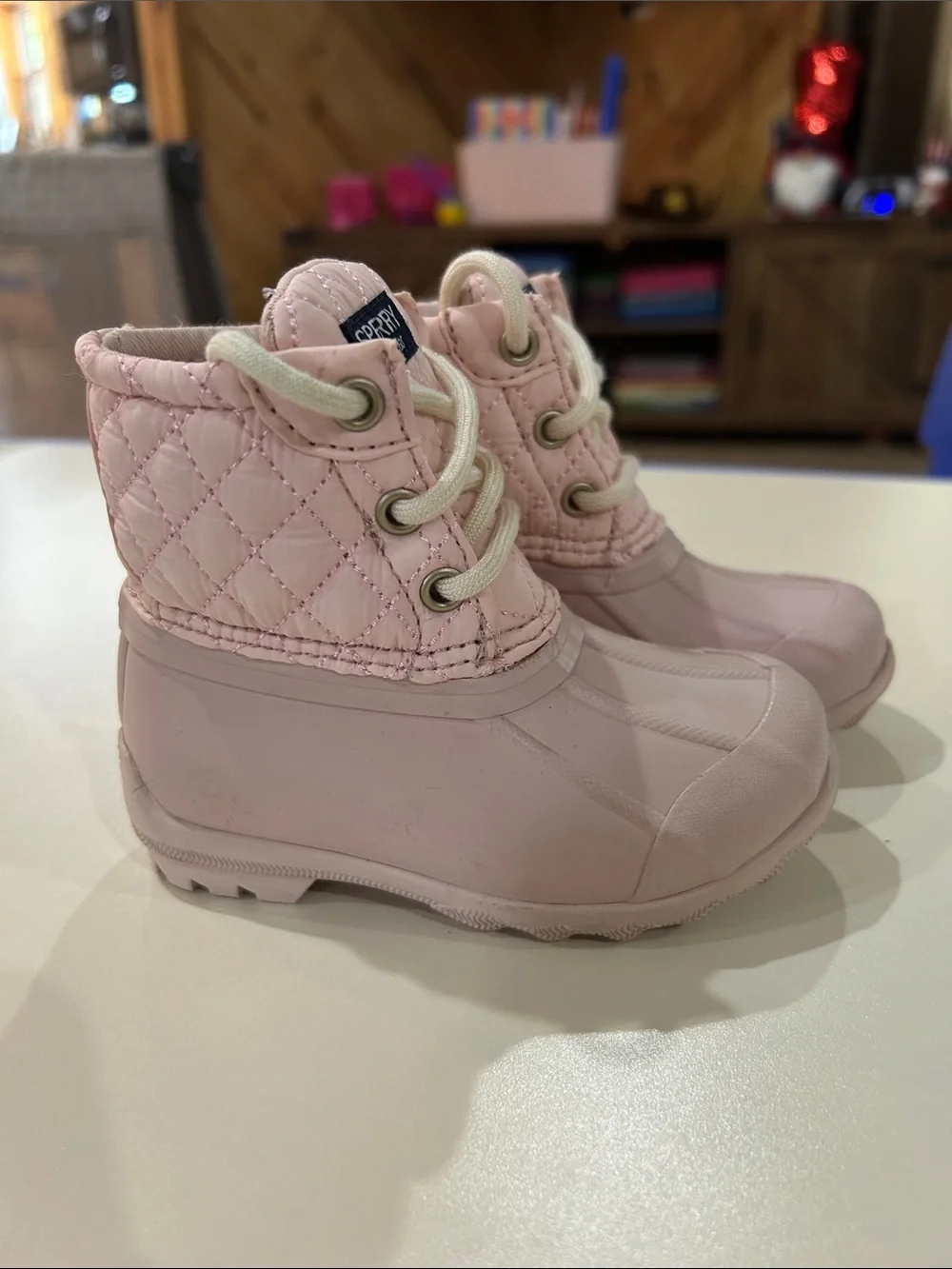 Sperry Kids Light Pink Quilted Duck Rain Boots